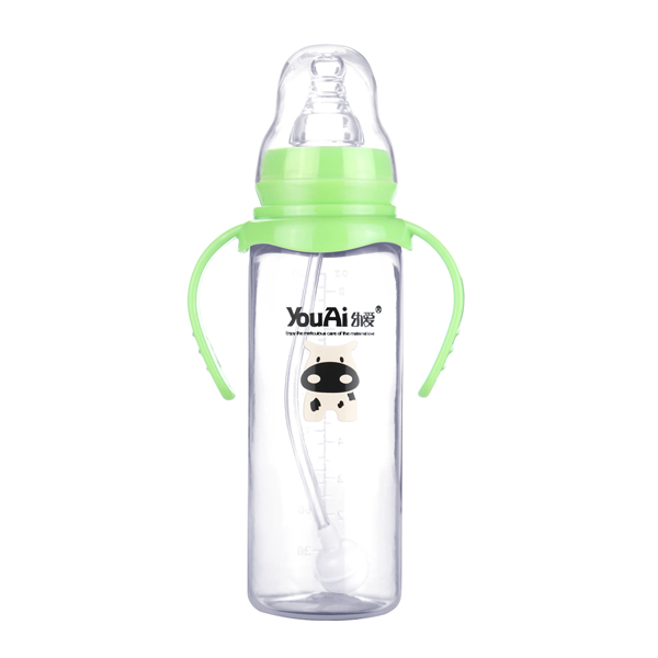 幼愛(ài)PP標(biāo)口帶柄自動(dòng)吸直身奶瓶240ml