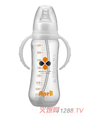 愛普麗標(biāo)口弧形pp奶瓶240ml（白）