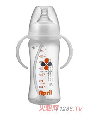 愛(ài)普麗寬口弧形pp奶瓶280ml（白）