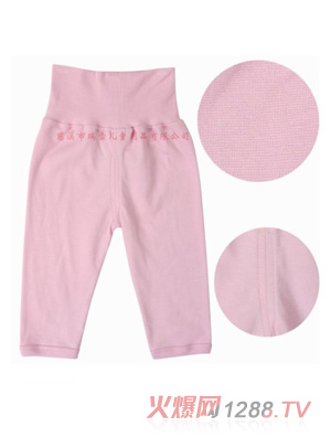 嬰幼兒純棉高腰護(hù)肚褲粉色