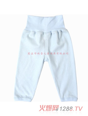 嬰幼兒純棉高腰護(hù)肚褲淺藍(lán)